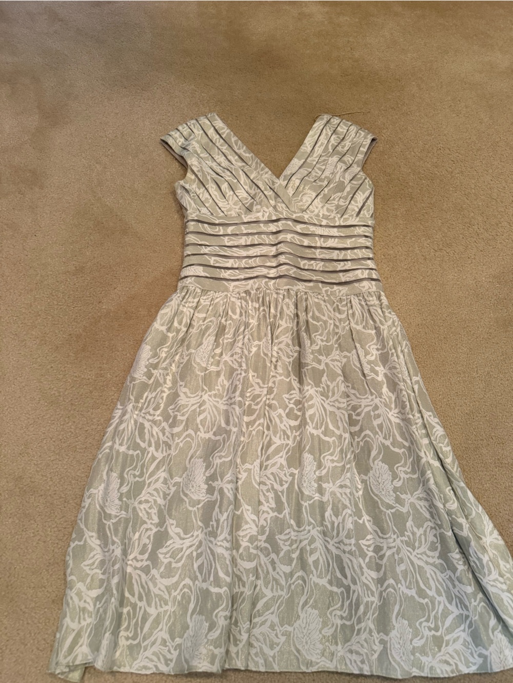 Adrianna Papell Sage and White Floral Midi Dress